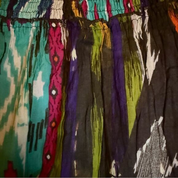 Chaudry KC NEW Bohemian Multicolor Crinkle Maxi Skirt Size Small - Picture 5 of 6